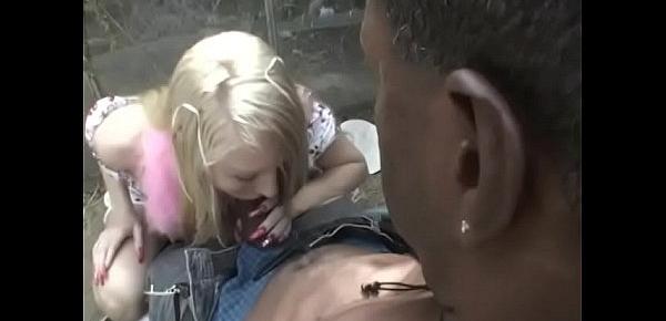  Busty blonde housewife Dalny Marga was upset with the fact that all dickes which she ever sucked were small and black Samaritan decided to solace her showing his huge dong